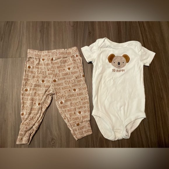 Carter's White and Brown Koala Baby Cozy Set size 3/6M - Picture 1 of 4